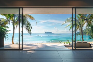 Beach house view: oceanfront home background