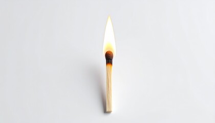 Lit Matchstick on White.