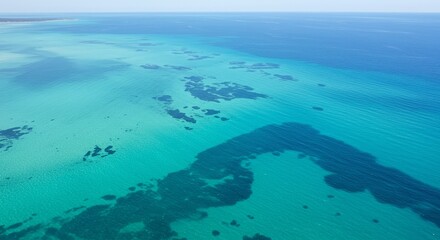 Obraz premium Aerial View of Turquoise Ocean Water with Underwater Details Photo