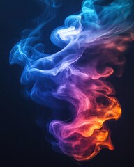 Fototapeta premium Vibrant colorful smoke swirling in the dark.
