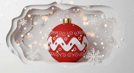 Christmas Ornament Red Decoration on White Background Festive Holiday Photo