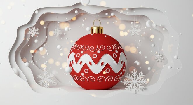 Christmas Ornament Red Decoration on White Background Festive Holiday Photo
