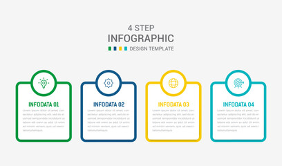 Four Step Infographic element design Vector template for presentation. process diagram and presentations step, workflow layout, banner, flow chart, info graphic vector illustration.