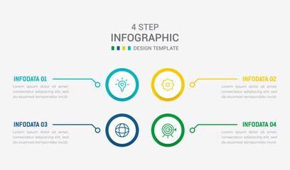 Four Step Infographic element design Vector template for presentation. process diagram and presentations step, workflow layout, banner, flow chart, info graphic vector illustration.