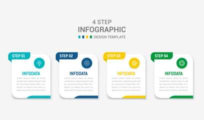 Four Step Infographic element design Vector template for presentation. process diagram and presentations step, workflow layout, banner, flow chart, info graphic vector illustration.
