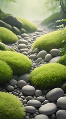 "Minimalist Nature Background with Green Moss and Morning Light - Ultra HD" - No 171