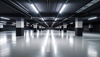 Modern Empty Underground Parking Garage.