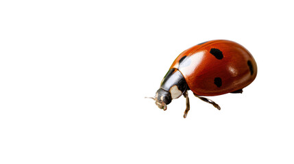 Fototapeta premium Close-up of a vibrant ladybug on a leaf.