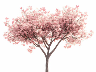 Obraz premium Cherry blossom tree in full bloom isolated on white background.