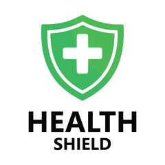 Health Shield Icon - Green Shield with White Cross