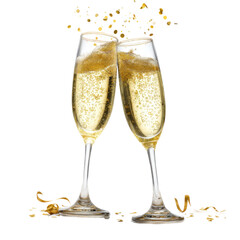 Celebratory toast with sparkling champagne glasses.