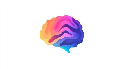 Modern brain logo design featuring a colorful gradient, inspired by neural network patterns and digital circuitry