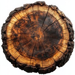 Rustic Wood Slice Detailing Growth Rings and Natural Texture, Evoking Timeless Charm