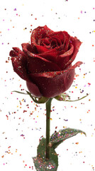 Beautiful red rose with sparkling details.