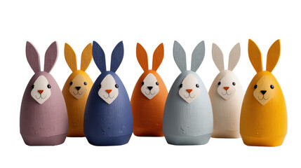 Colorful decorative rabbits for festive occasions.