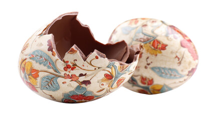 Decorative chocolate egg with floral design.