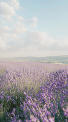 Naklejka premium Lavender fields in bloom under a clear sky