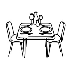 Romantic Dining Table Set for Two: An Artistic Rendering of Modern Elegance with Minimalist Design and Cozy Candlelit Atmosphere for Date Night Inspiration