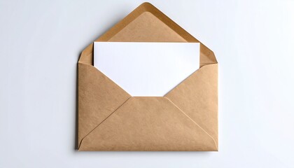 Open Kraft Envelope with Blank Note.