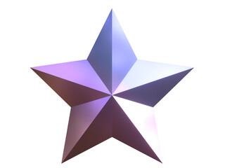 Purple gradient shiny dreamy 3D star icon isolated on white background. ( png ) 輝く紫のグラデーションの幻想的な3Dの星のアイコン