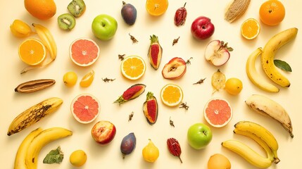 Circular arrangement of fresh produce, a vibrant display of nature's bounty