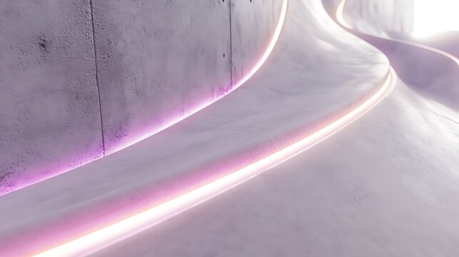Modern architectural curve illuminated with soft purple ambient lighting