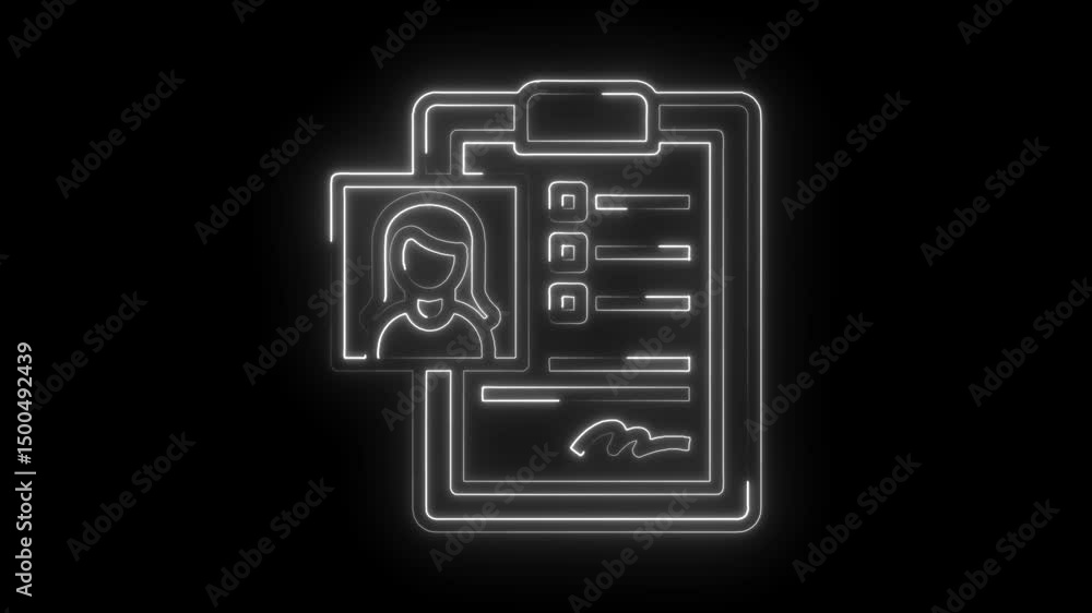 Poster recruitment application information data neon style glowing animation candidate selection and job ap
