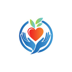 Hands with heart and leaf vector logo template. Charity and donation logotype.
Heart with hands and family vector logo. Health care and medical icon.