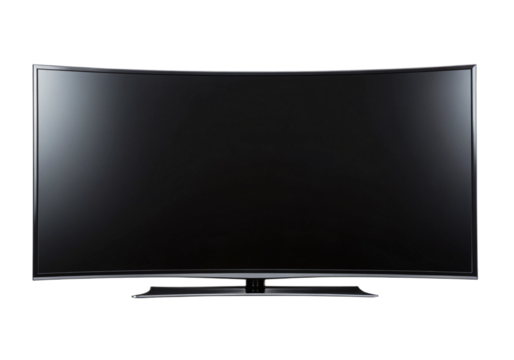 Modern curved smart tv screen isolated on a white background, On Transparent Background, Png