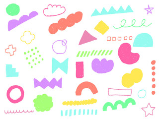 手書きあしらいセット　幾何学模様　パターン　色えんぴつ