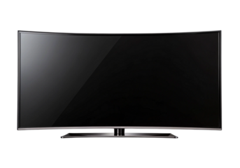Modern curved smart tv screen isolated on a white background, On Transparent Background, Png