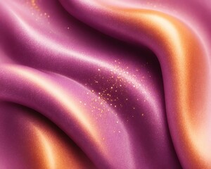 A close-up view of luxurious satin fabric in vibrant shades of pink and orange, featuring a subtle shimmer that catches the light and adds elegance and texture to any design.