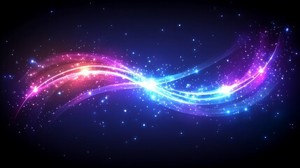 Obraz premium Ethereal Light Trails with Glittering Particles in Cosmic Void Space