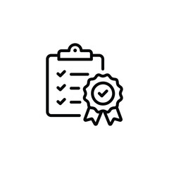 Certified document icon. in line style design on white background. vector illustration