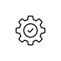 gear with checkmark icon vector.  in line style design on white background. vector illustration