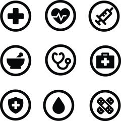 medical and health icons set vector illustration