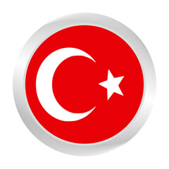 Flag of turkey. Circle flag icon logo. Round flag. Flag icon. Standard color. Digital illustration. Vector illustration.	