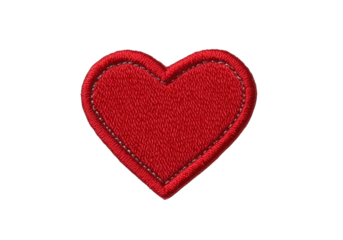 Red heart shaped patch isolated on a white background, On Transparent Background, Png