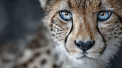 Obraz premium Majestic Cheetah Portrait Wild Cat Closeup Blue Eyes Wildlife Photography