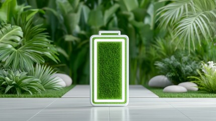 Green Eco Battery Icon  Renewable Energy  Sustainable Power