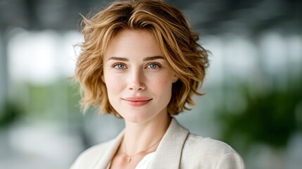 Naklejka premium Confident Woman Portrait Professional Friendly Corporate Headshot