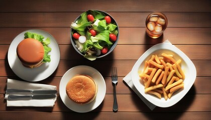 a healthy breakfast setup on a white marble table