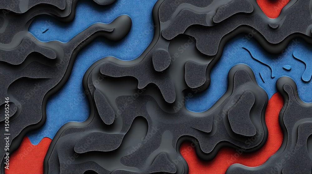 Poster intricate 3d topographic map illustration with unique layers and colors