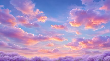 Obraz premium Serene Sunset Sky Lavender Cloudscape Pastel Hues