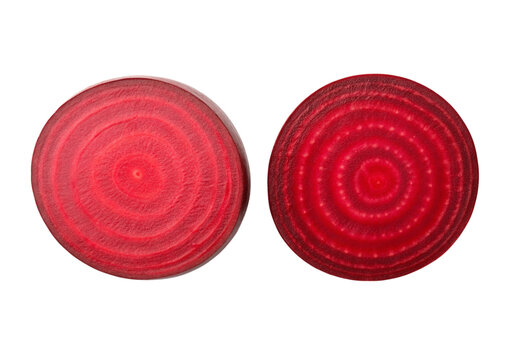 Two slices of beetroot isolated on a white background, On Transparent Background, Png