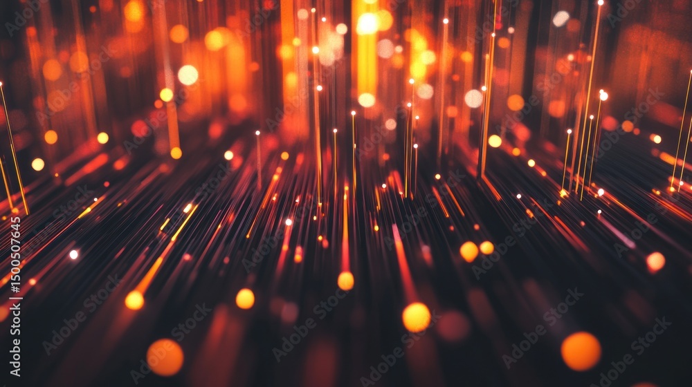 Poster abstract digital art design with vibrant lines and glowing points.