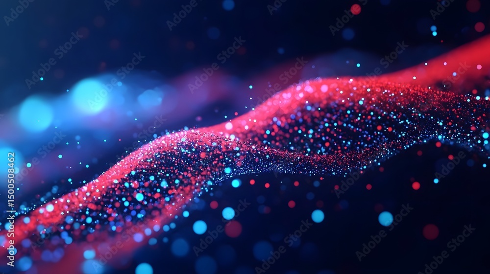 Aufkleber glowing dna helix with luminous particles in a futuristic setting