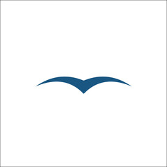 Seagulls isolated. Simple blue seagull silhouettes logo vector