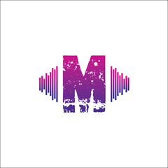 Fototapeta premium initials logo M musical vector template on white background