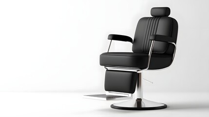 Fototapeta premium Modern black barber chair on white background